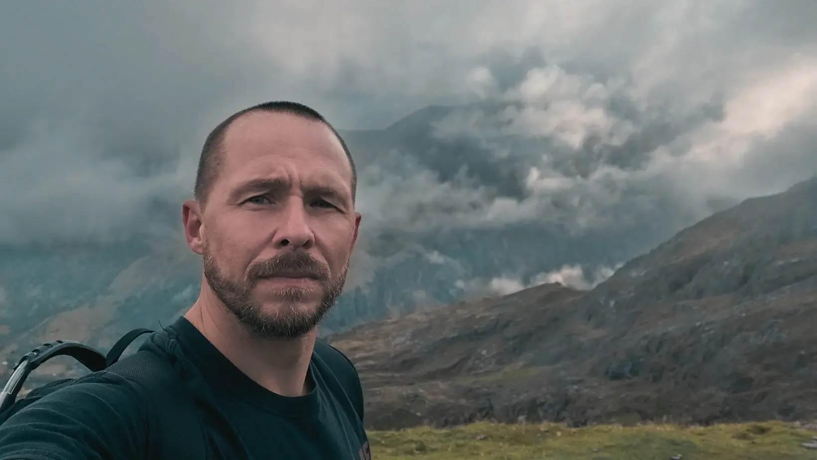 Micheal Hilton in the mountains beneath low cloud